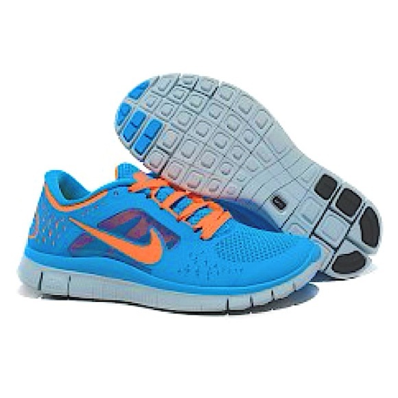 NIB Nike | Women’s Vibrant Blue/Neon Orange Nike Free Run +3 Sneakers, size 6 - Picture 1 of 13